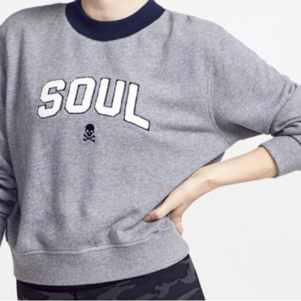 SoulCycle Navy and Gray cropped crewneck